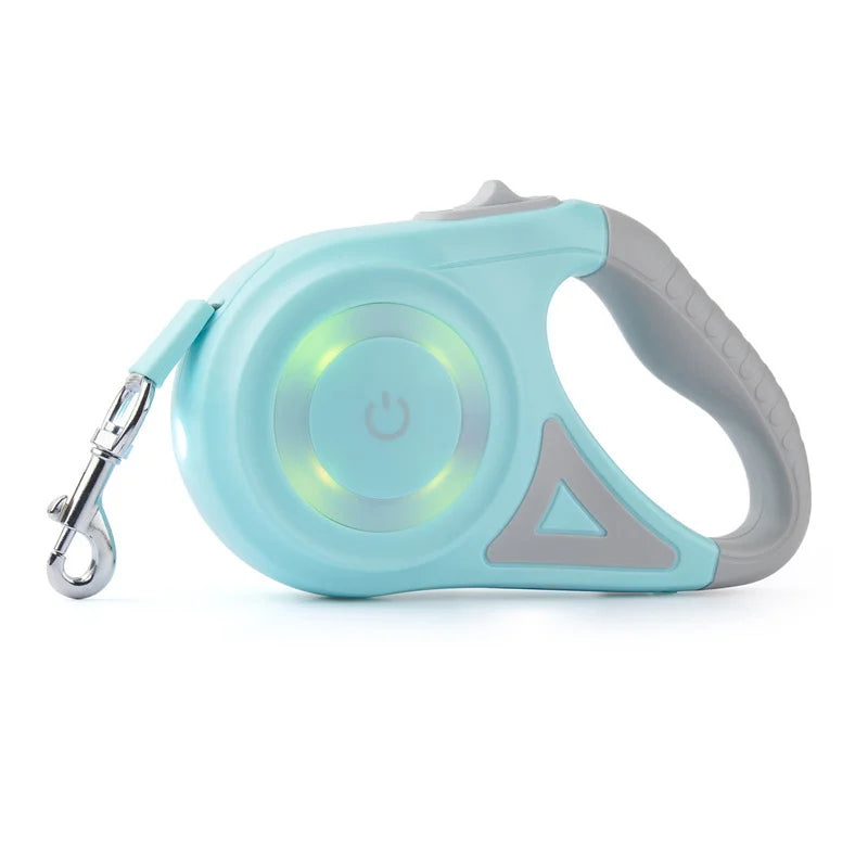 5M Automatic Retractable Dog Leash with Led Flashlight . Wished I thought of this!!   The light helps Illuminate your walking path and make you visible to cars.