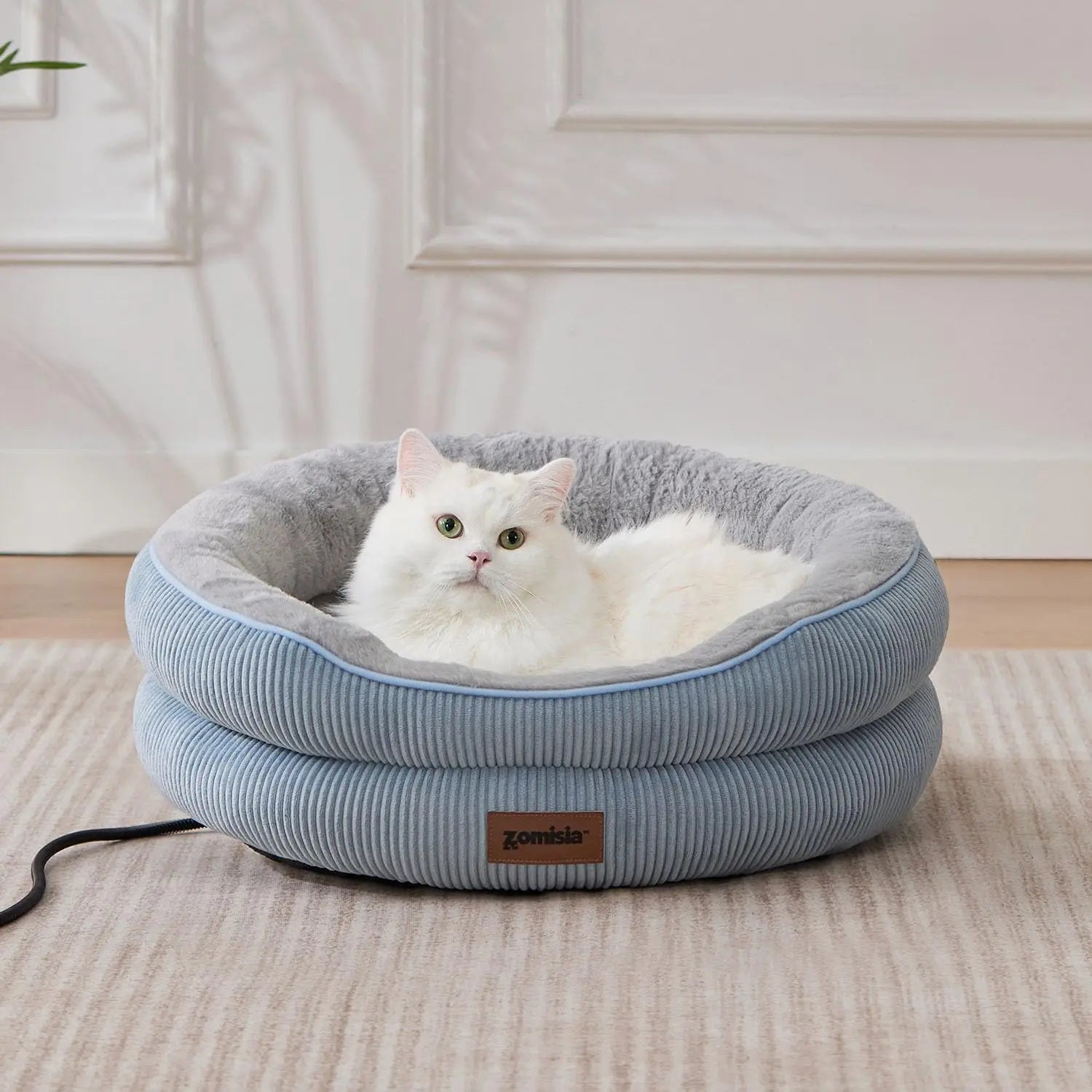 Cat Heating Bed Indoor - Adjustable Temperature Pet Heating Pad with Timer and Chew Resistant Cord, Washable .