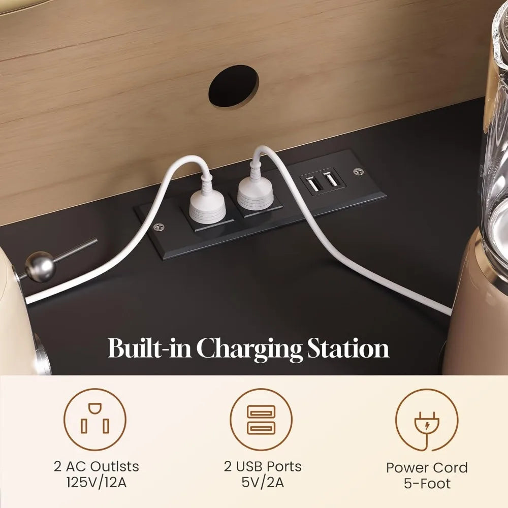 73" Tall Arched Bakers Rack with Power Outlet and LED Light, Farmhouse Coffee Bar Cabinet, Kitchen Microwave Stand. Multiple Finishes and Attractive Features.