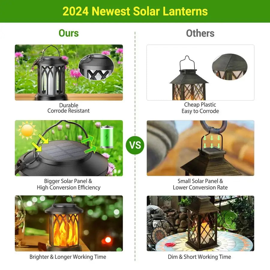 4 Pack Solar Lantern Outdoor Lights, Upgraded Flickering Flame Solar Lanterns . Makes any Yard  or Patio Cozy.