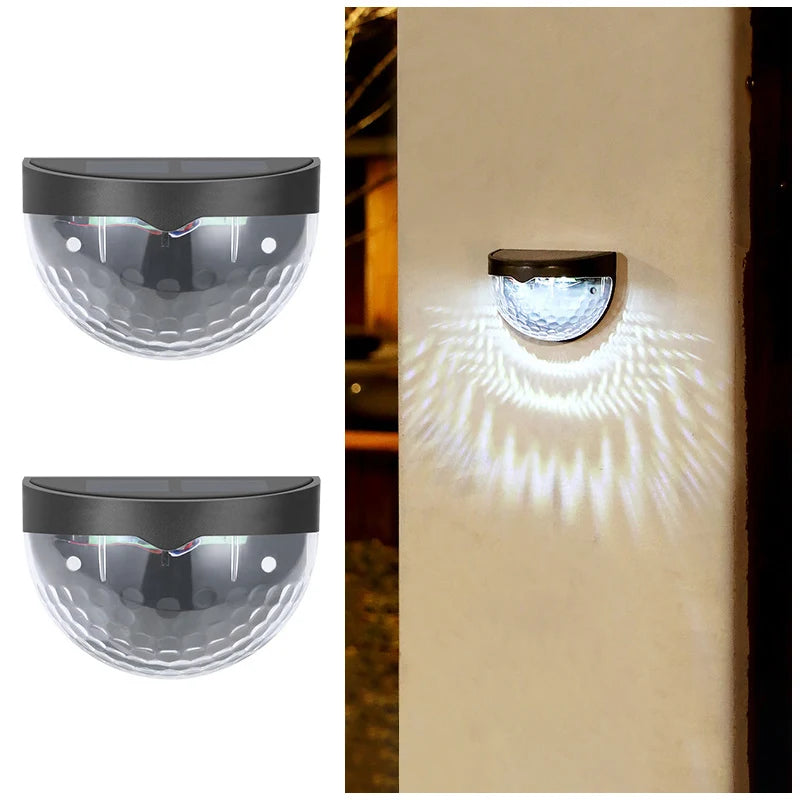 2PCS Solar Wall Lamp, 6LEDs Outdoor Waterproof Solar Light Warm White, These will Illuminate your porch, Deck and Patio with a Unique and Beautiful Pattern.