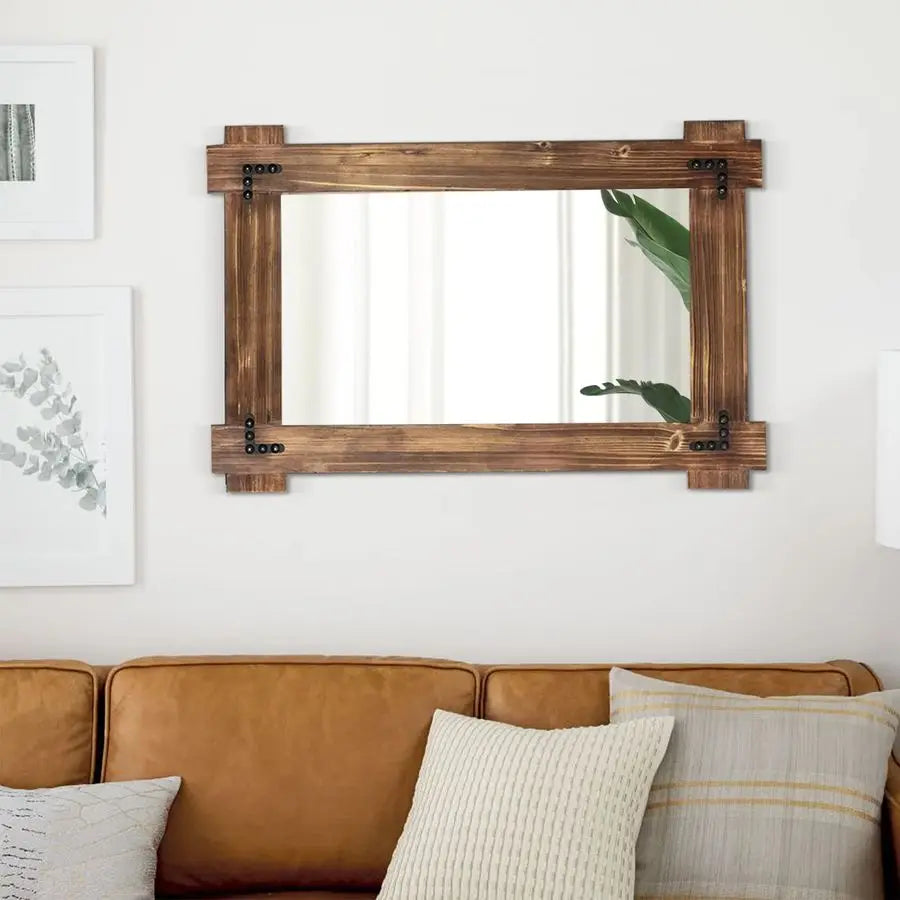 Decorative Framed Farmhouse Wall Mirror, Wall Mounted Rectangular Mirror. Rustic Finish make this Mirror Perfect in Multiple Places in your Home. Love This!!