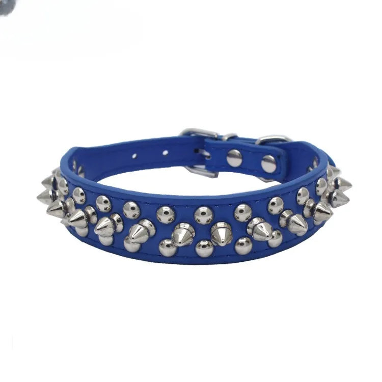 Adjustable Leather Pet Dog Collar.  Leather Punk Rivet Spiked Dog or Cat Collar . Multiple colors and sizes XS to XL. Your Fur Baby Will be Walking in Style with this Collar!