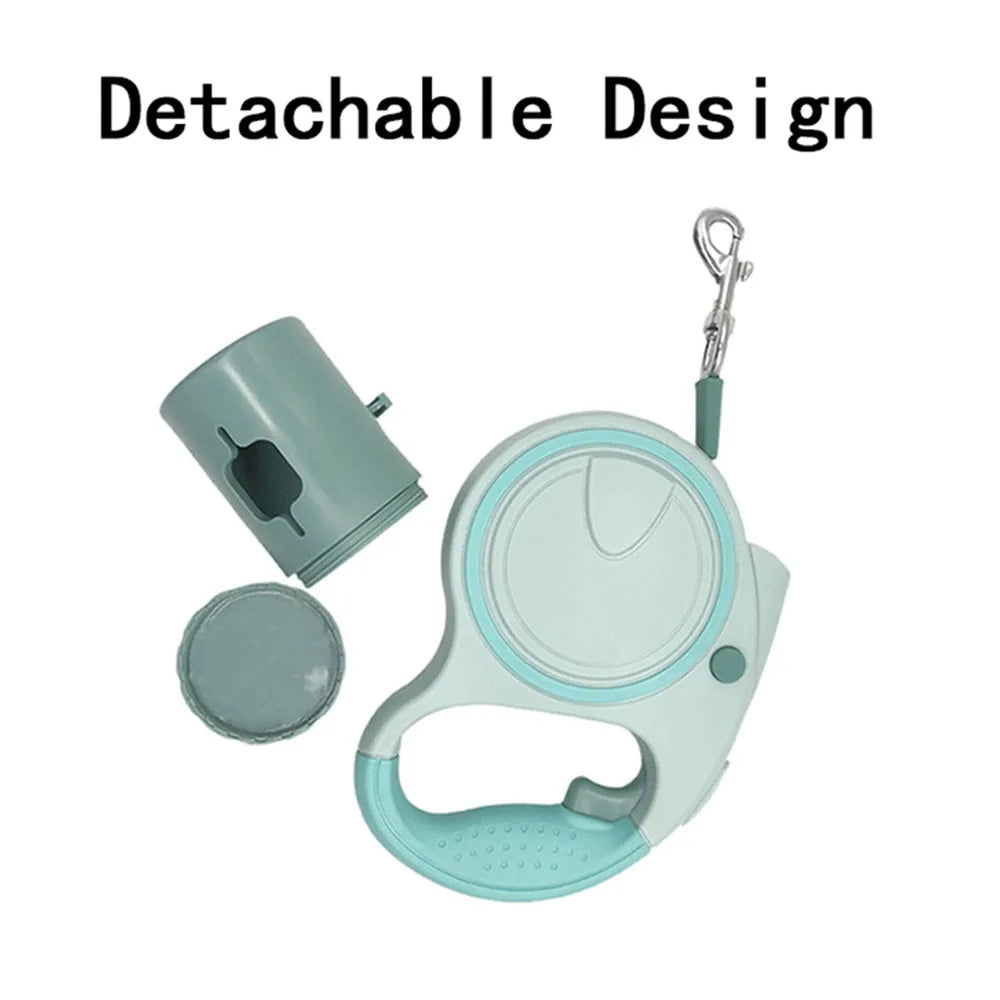 Dog Leash With Led Lights and Garbage Bag Retractable Nylon . Multiple color choices.