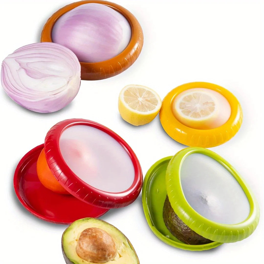 4Pcs Onion Storage Avocado Saver Holder, Silicone Fruit Storage Box,  A Must Have in the Kitchen