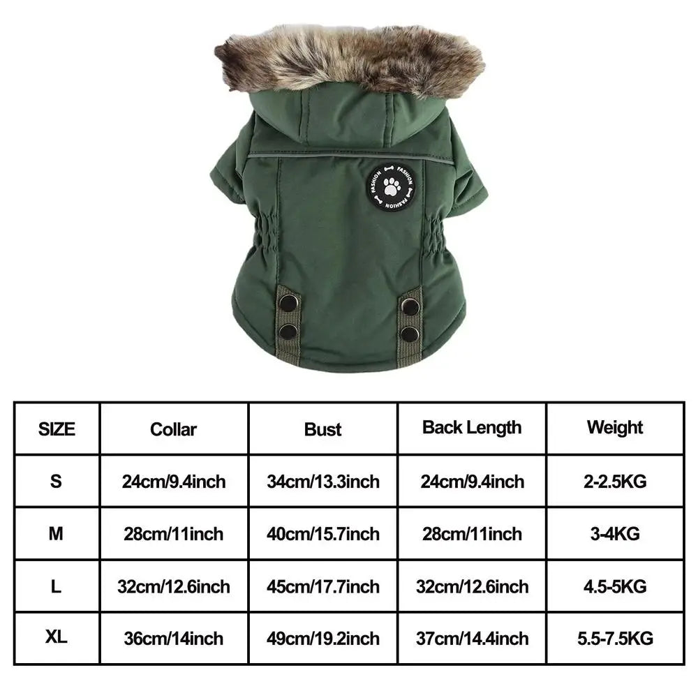 Doggie Down Jacket Fur Trimmed Hoodie Coat .  Your Fur Baby will be the Best Dressed Dog in Town!!!