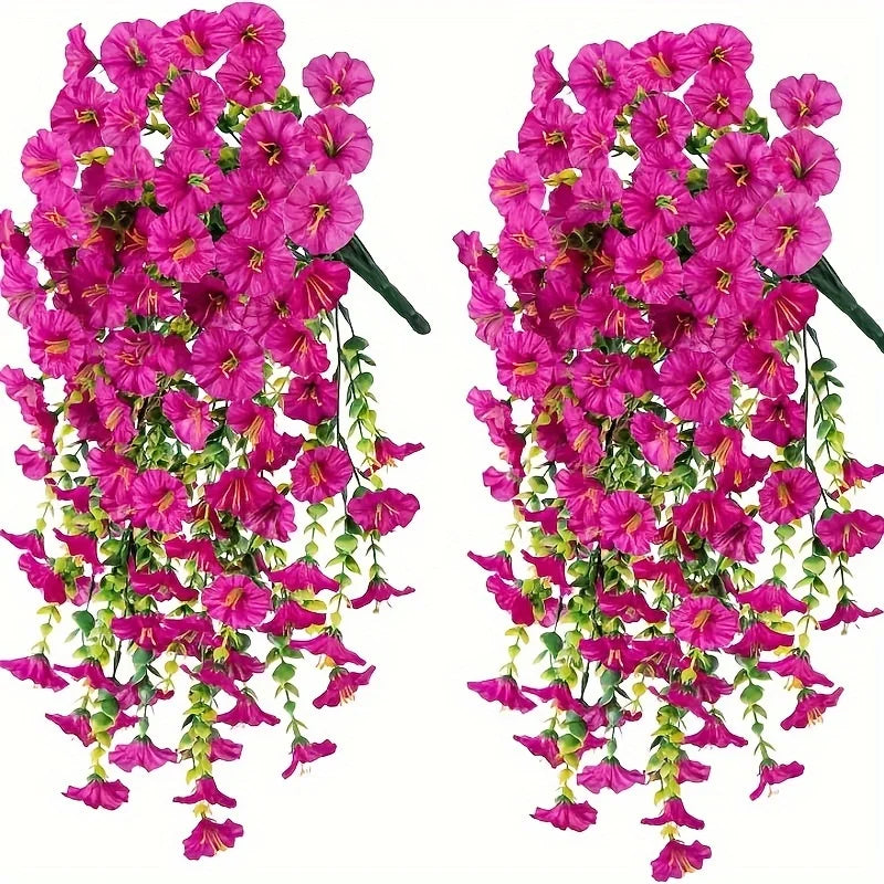 2pcs UV-Resistant Artificial Morning Glory & Eucalyptus Hanging Decor - Perfect for Home, Garden, Weddings | Versatile Outdoor use. Used these Last Season and No One Could Tell They were Not Real! Love These!