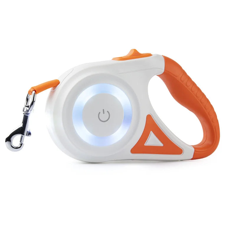 5M Automatic Retractable Dog Leash with Led Flashlight . Wished I thought of this!!   The light helps Illuminate your walking path and make you visible to cars.