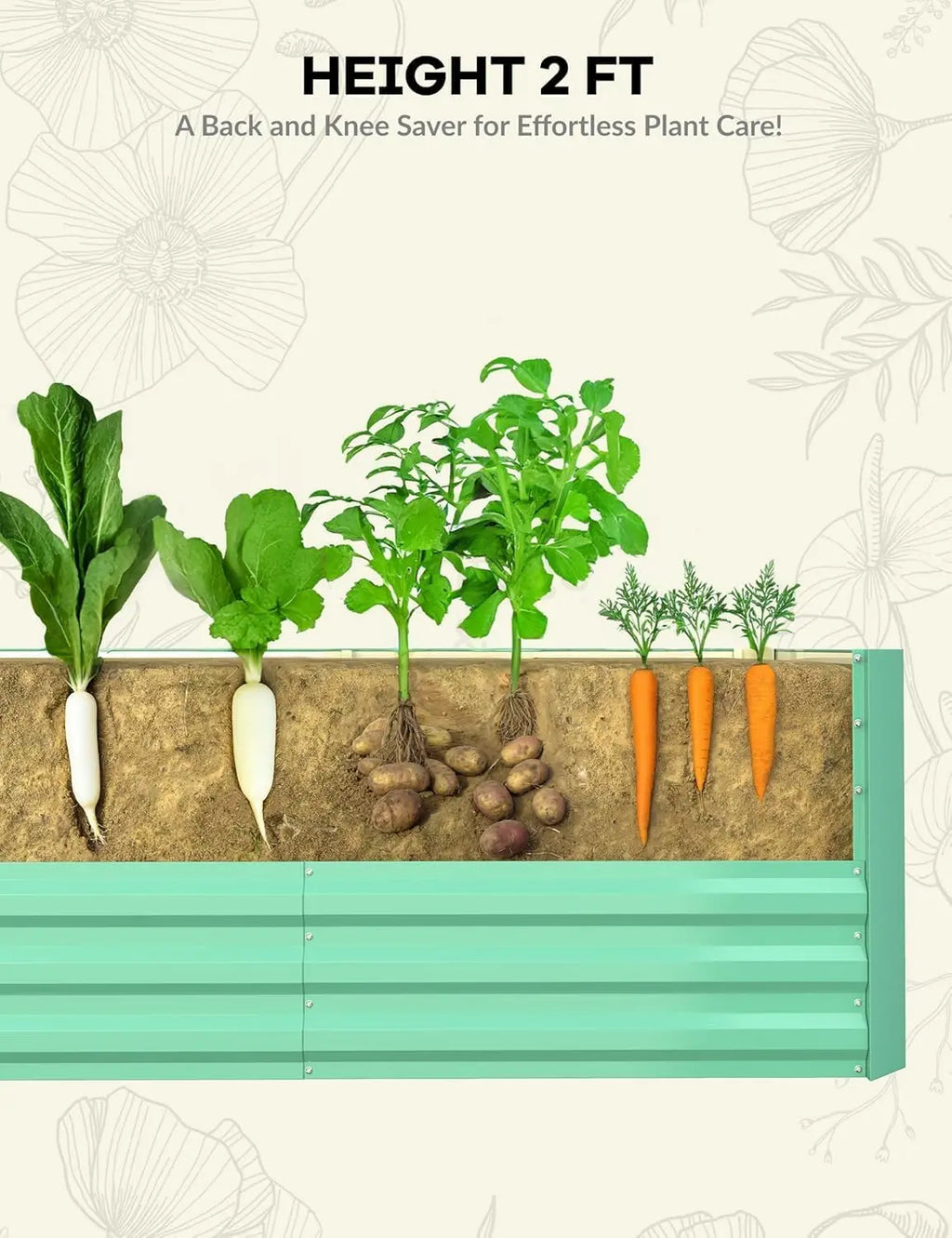 6x3x2 8x4x2ft Galvanized Raised Garden Bed Deep Root Planter Box for Vegetables Flowers Herbs-Large Metal Raised Garden Bed Kit. 2 colors and sizes.