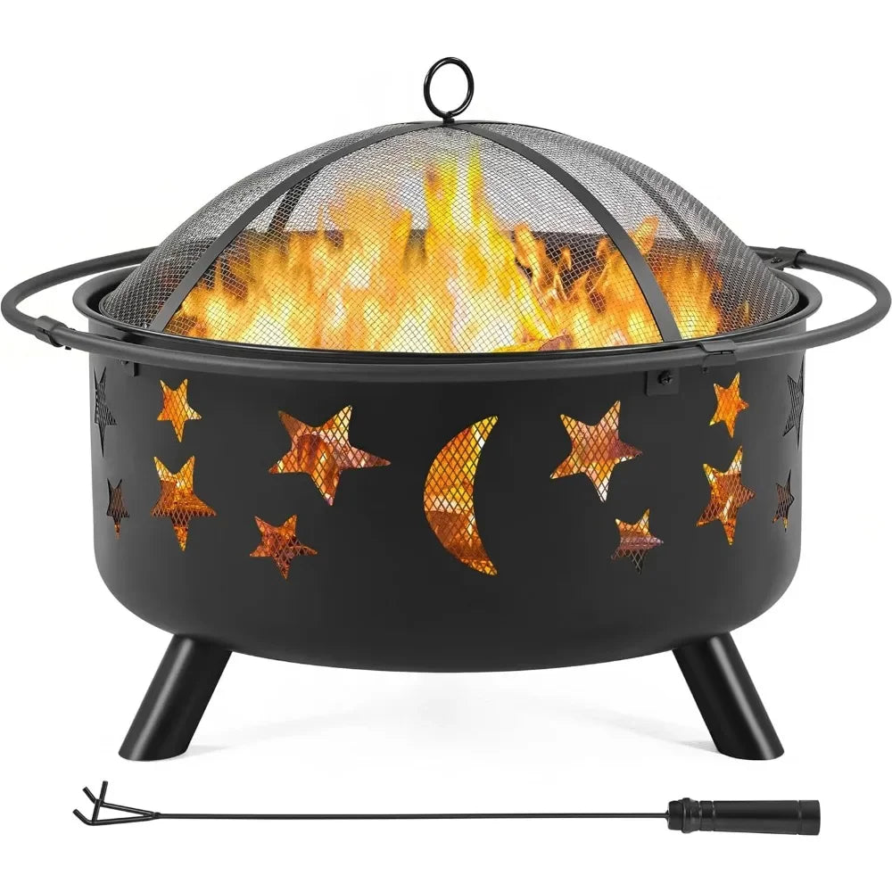 Fire Pit 30in Fire Pits for Outside Wood Burning. Outdoor with Spark Screen, Patio Customized.