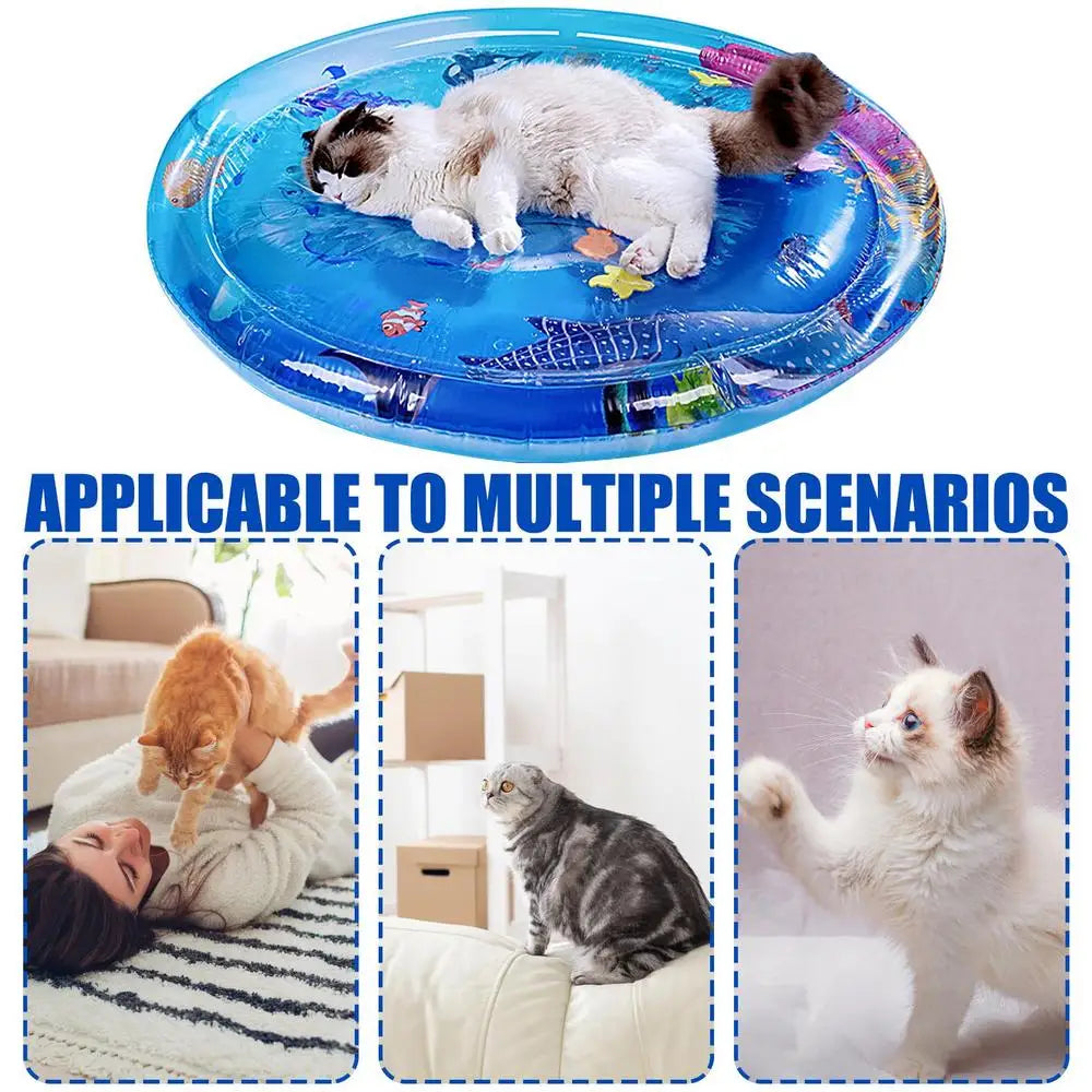 Water Sensory Play Mat Inflatable Water Mat For Cat And Dog Pet Playmat With Fish Sea Theme Sensory Toy.