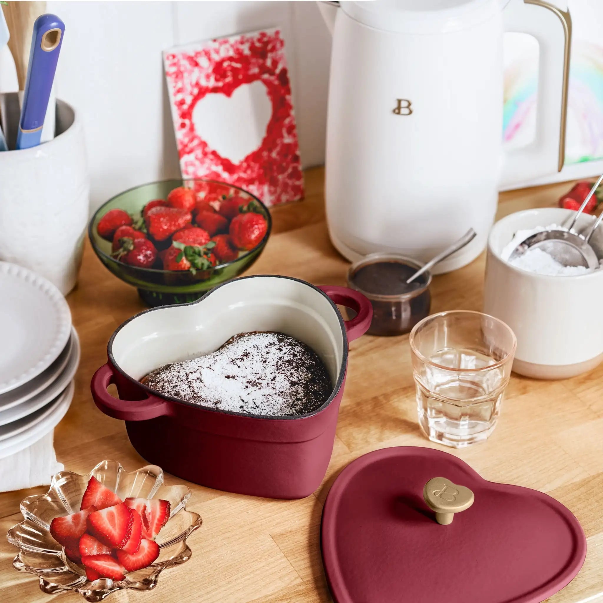 Beautiful by Drew Barrymore 2qt Heart Cast Iron Dutch Oven, Black Sesame. Multiple colors.