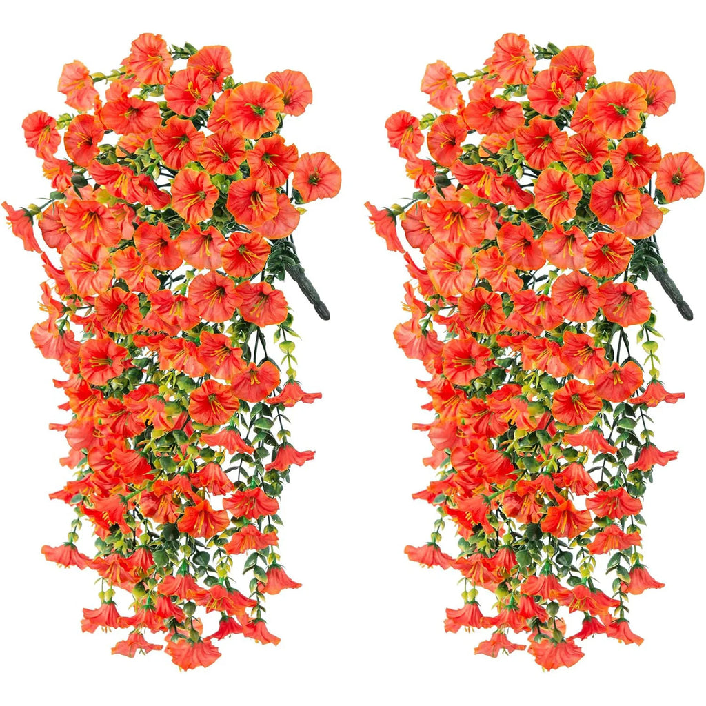 2pcs UV-Resistant Artificial Morning Glory & Eucalyptus Hanging Decor - Perfect for Home, Garden, Weddings | Versatile Outdoor use. Used these Last Season and No One Could Tell They were Not Real! Love These!