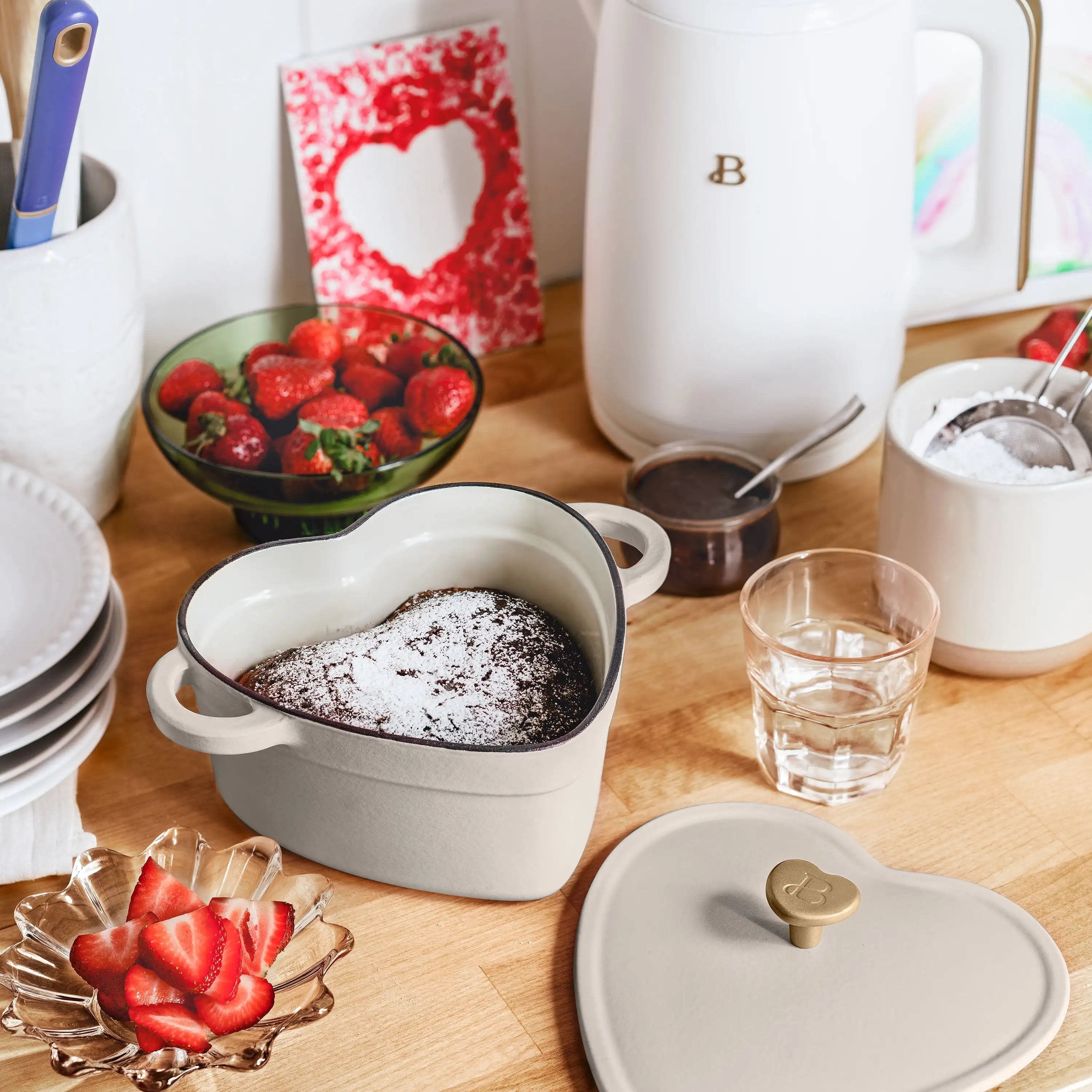 Beautiful by Drew Barrymore 2qt Heart Cast Iron Dutch Oven, Black Sesame. Multiple colors.