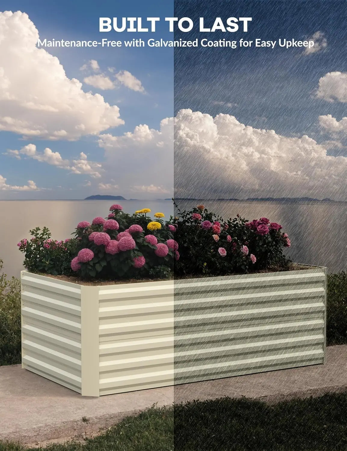 6x3x2 8x4x2ft Galvanized Raised Garden Bed Deep Root Planter Box for Vegetables Flowers Herbs-Large Metal Raised Garden Bed Kit. 2 colors and sizes.