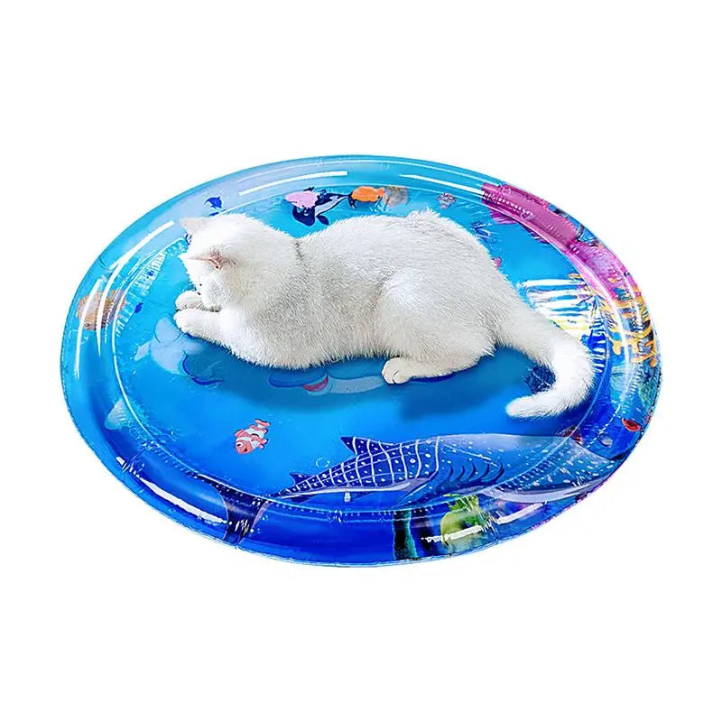 Water Sensory Play Mat Inflatable Water Mat For Cat And Dog Pet Playmat With Fish Sea Theme Sensory Toy.