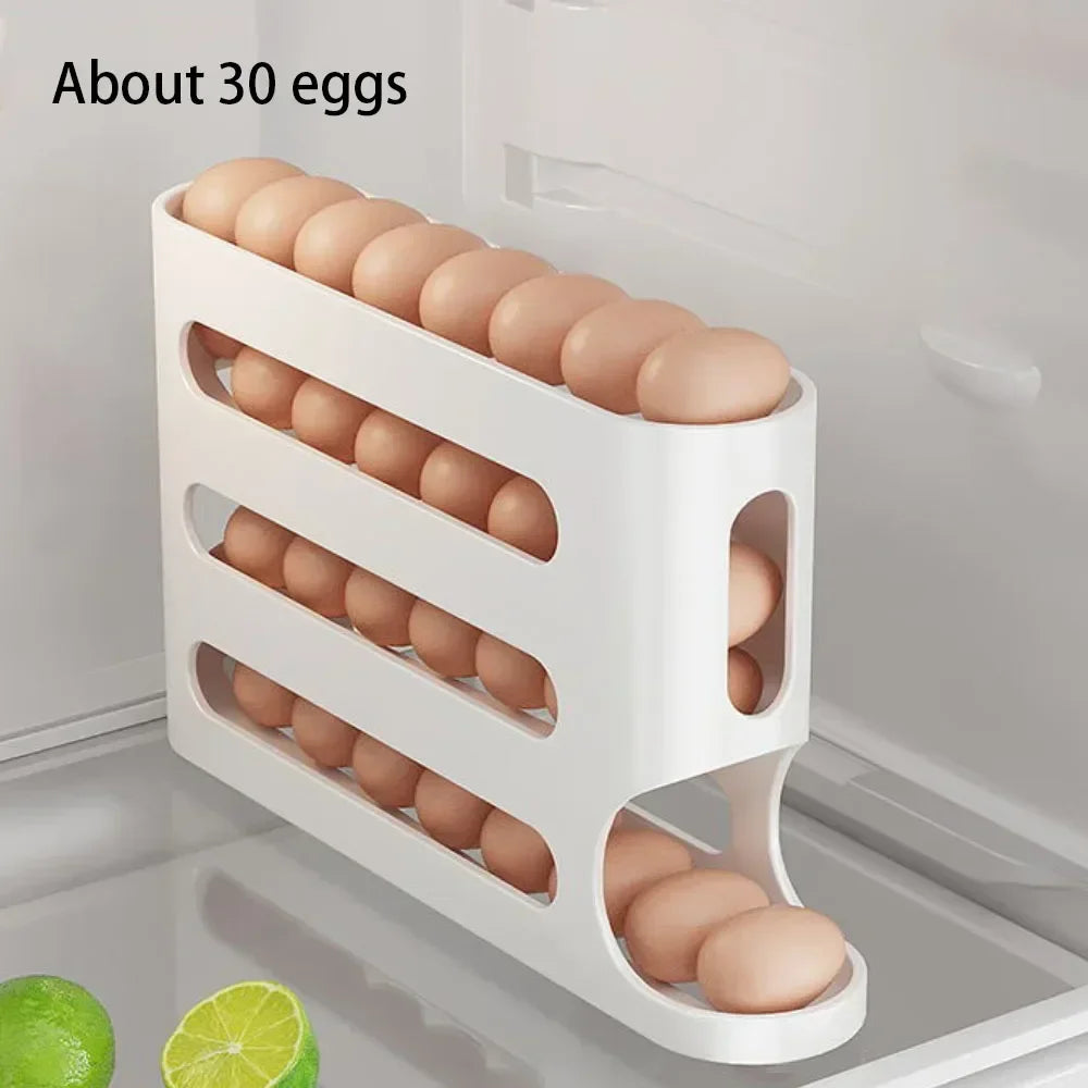 4 Layer Automatic Rolling Egg Holder and Dispenser. Fridge Organizer.  Space Saver!