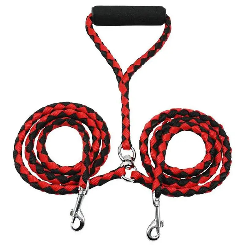 1.4m Pet Double Leash 2 Way Couplers Dog Leash Rope Elastic Extended Pet Leash.