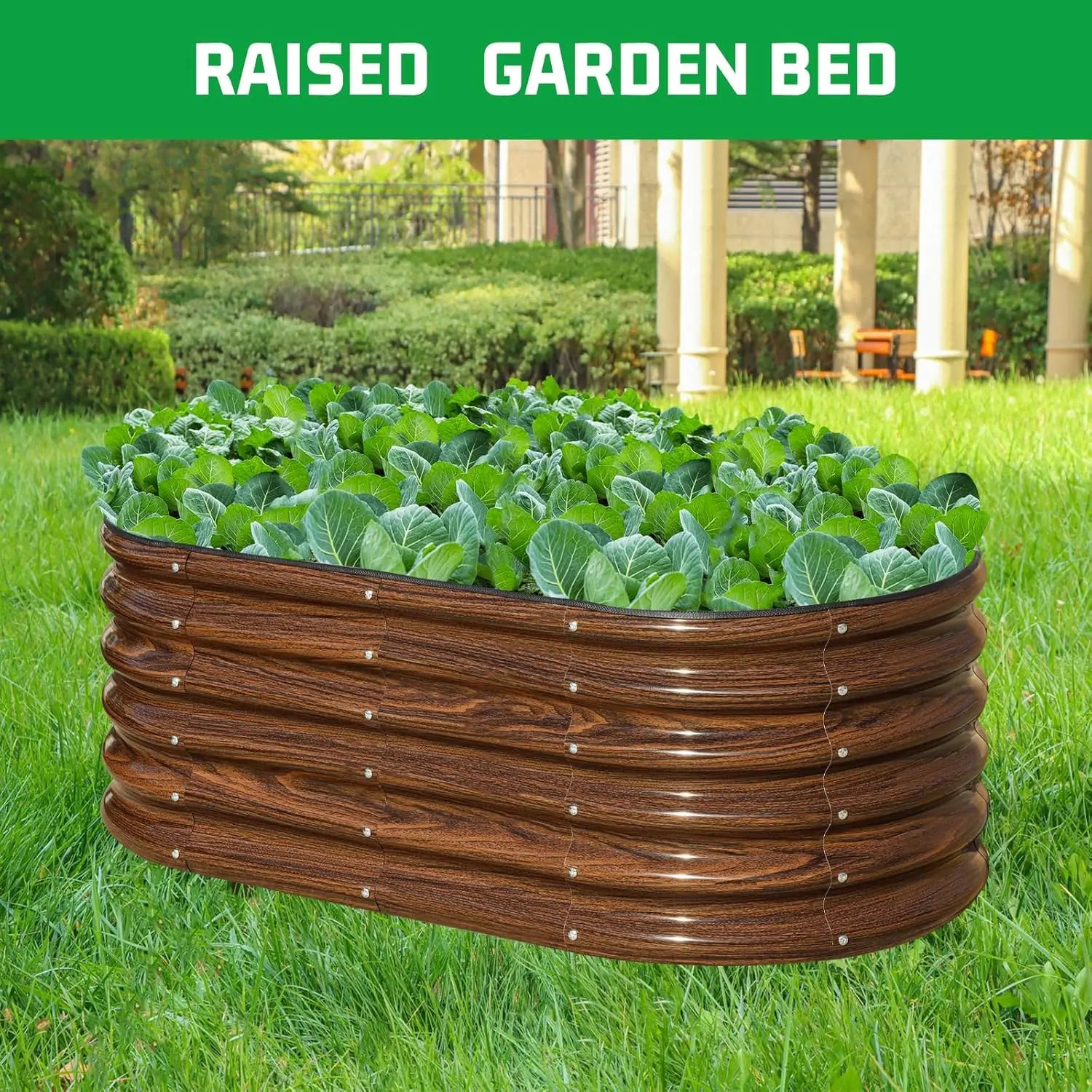 3-Piece Oval Raised Garden Bed Kit, 17" Tall Galvanized Metal Planter Box for Vegetables, Fruits, and Flowers.  Easily Maintained. Show Stoppers!