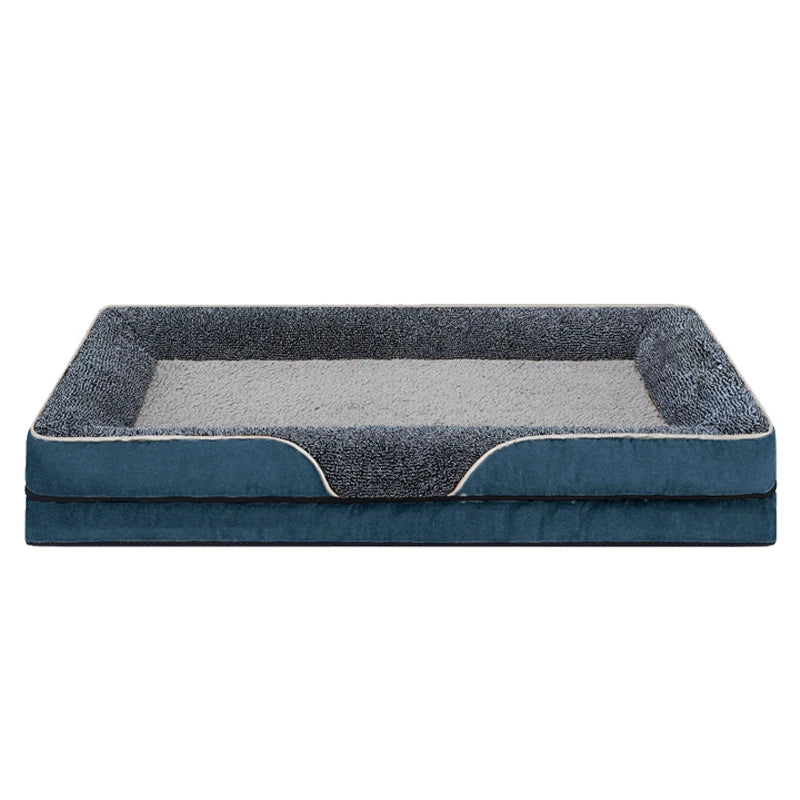 An oversized dog bed comfortable and soft. Washable liner. Multiple Sizes. and color combinations. Both Functional and Attractive.
