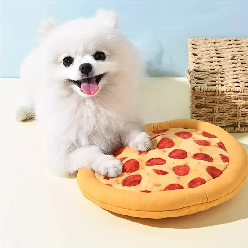 Squeaky Plush Pizza  Dog Toy.   Durable Chew for Small Breeds Interactive Pet Play Toy.