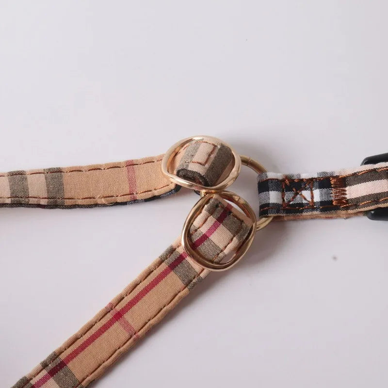 Dog Harness Leash Set for Small and Medium Dogs Adjustable Plaid Bow Vest Double Hook Leash Pet .Your Fur Babies will be Walking in Style.