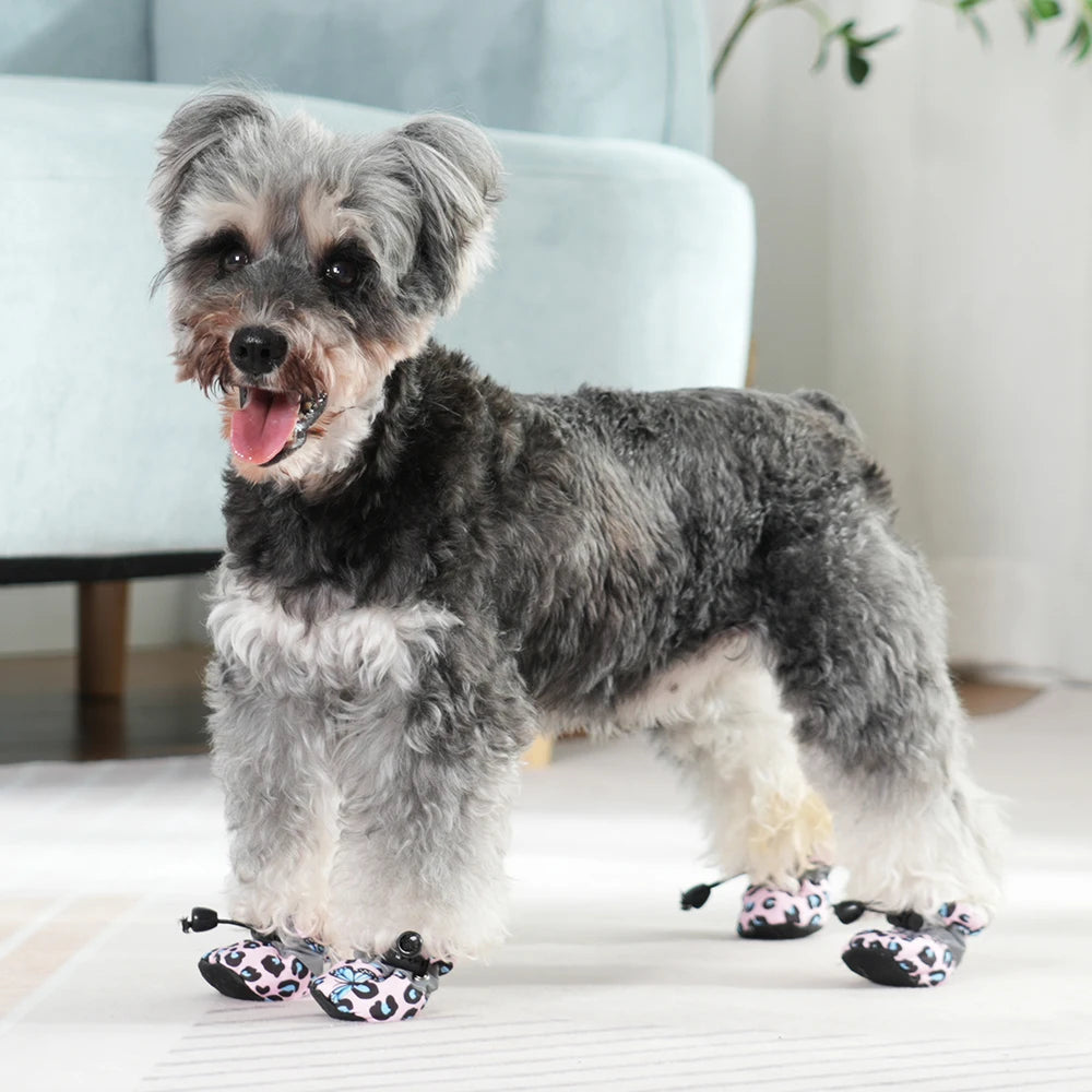4pcs Warm Fleece Pet Dog Shoes Waterproof Rain Snow Boots Anti-slip Footwear. Look how Cute that Fur Baby looks in those SHOES!!!