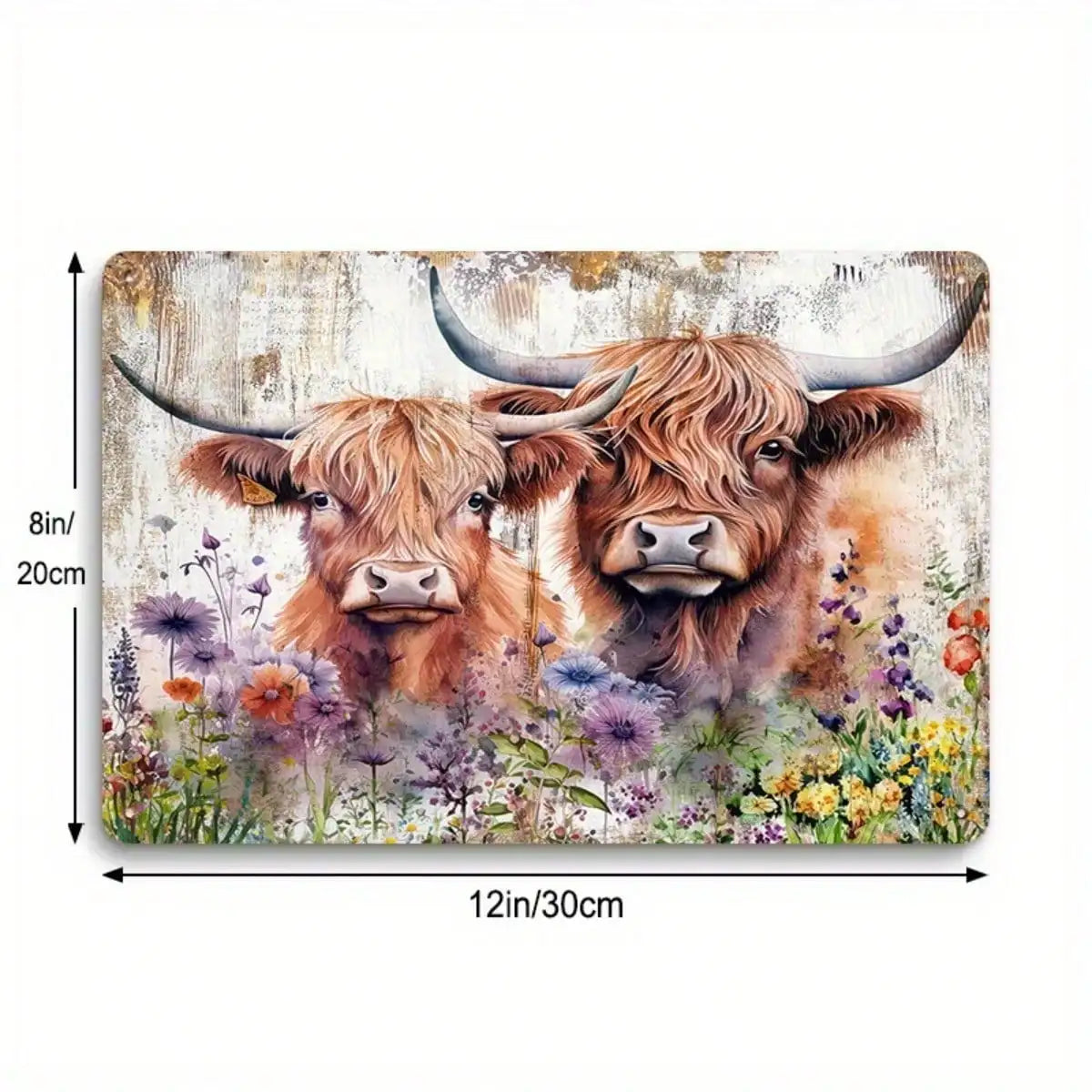 - Rustic Farm Charm Metal Wall Decor.  8x12 Highland Cow metal Sign.