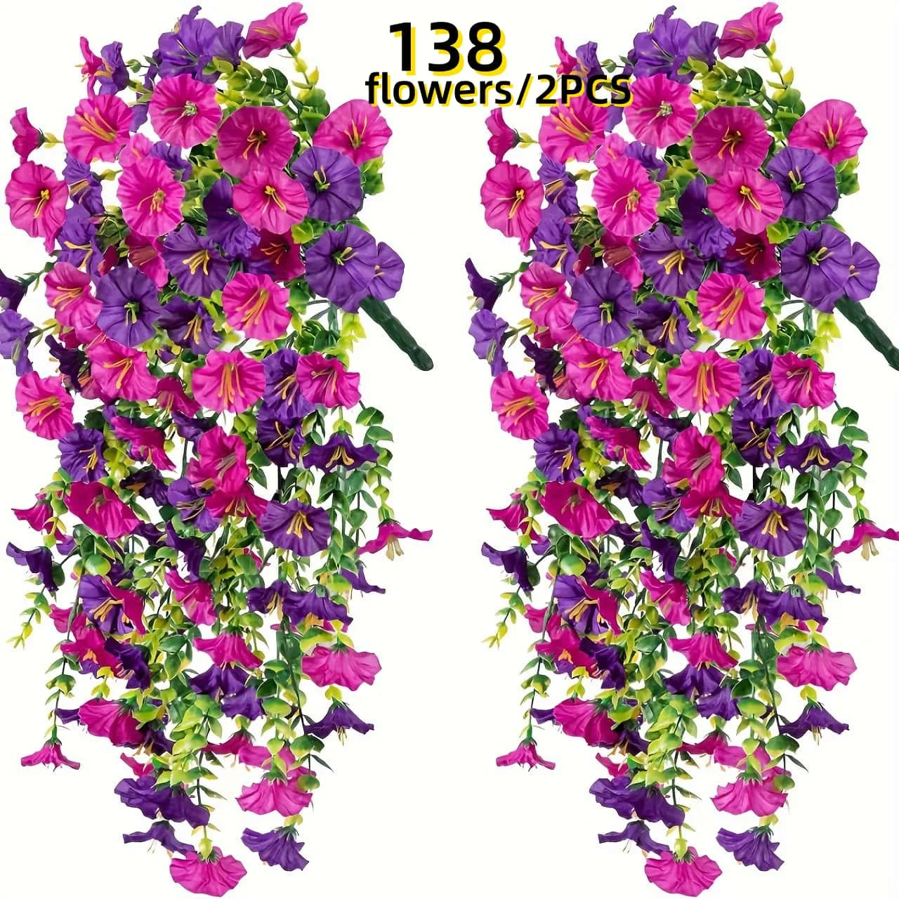 2pcs UV-Resistant Artificial Morning Glory & Eucalyptus Hanging Decor - Perfect for Home, Garden, Weddings | Versatile Outdoor use. Used these Last Season and No One Could Tell They were Not Real! Love These!