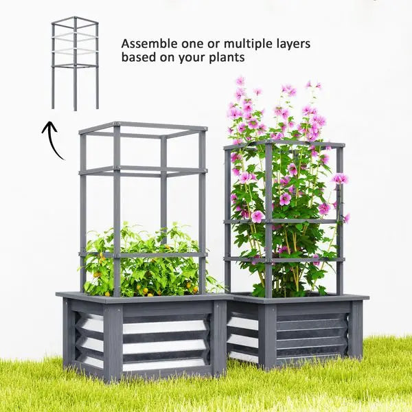 Galvanized Planter Box Elevated Garden Bed with Trellis for patio and Yard. Fantastic for Smaller patios.