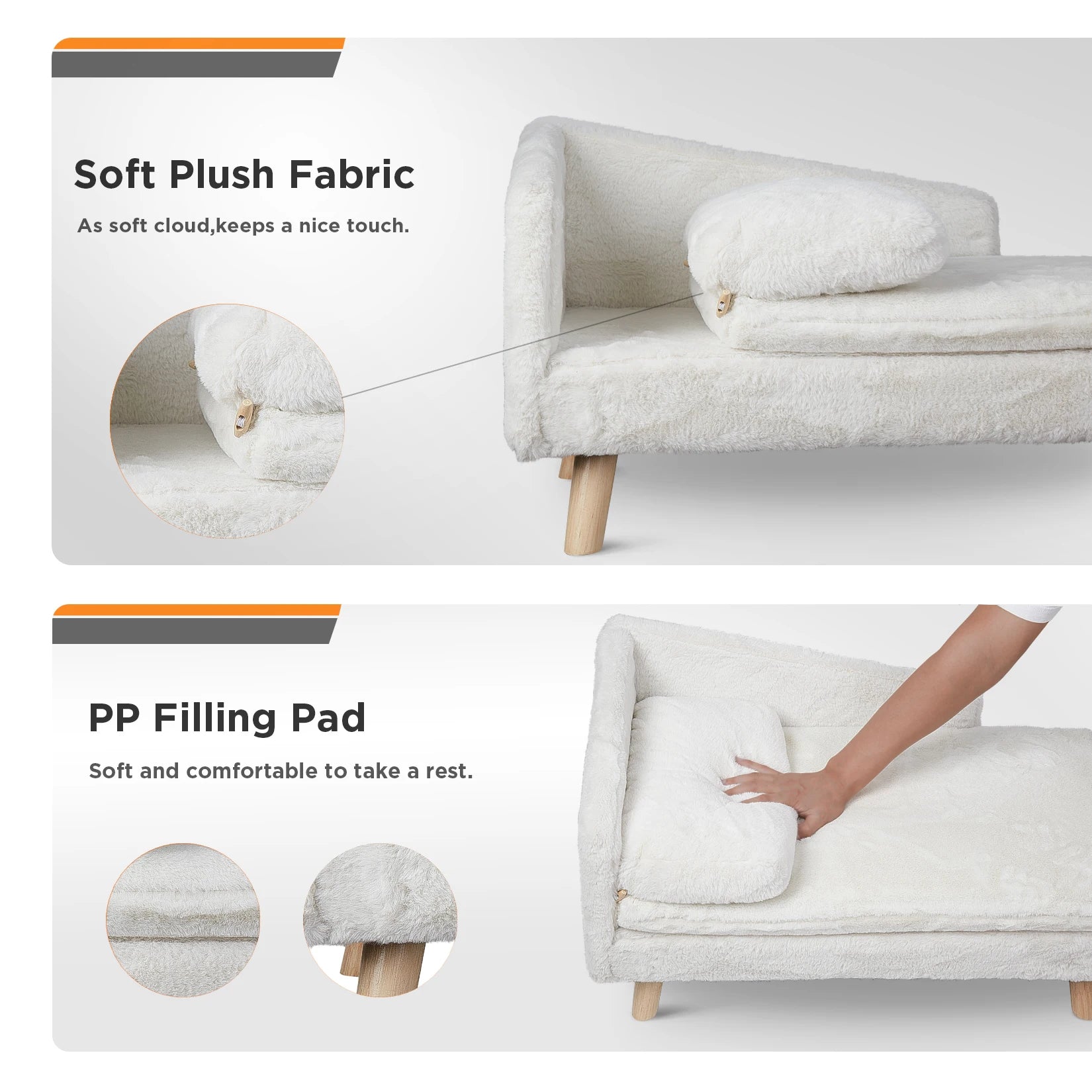 Elevated Pet Bed/ Sofa Bed with Sturdy Wood Legs for Small Dog /Cats. Perfect for Our Pampered Fur Babies! Available in 2 sizes.