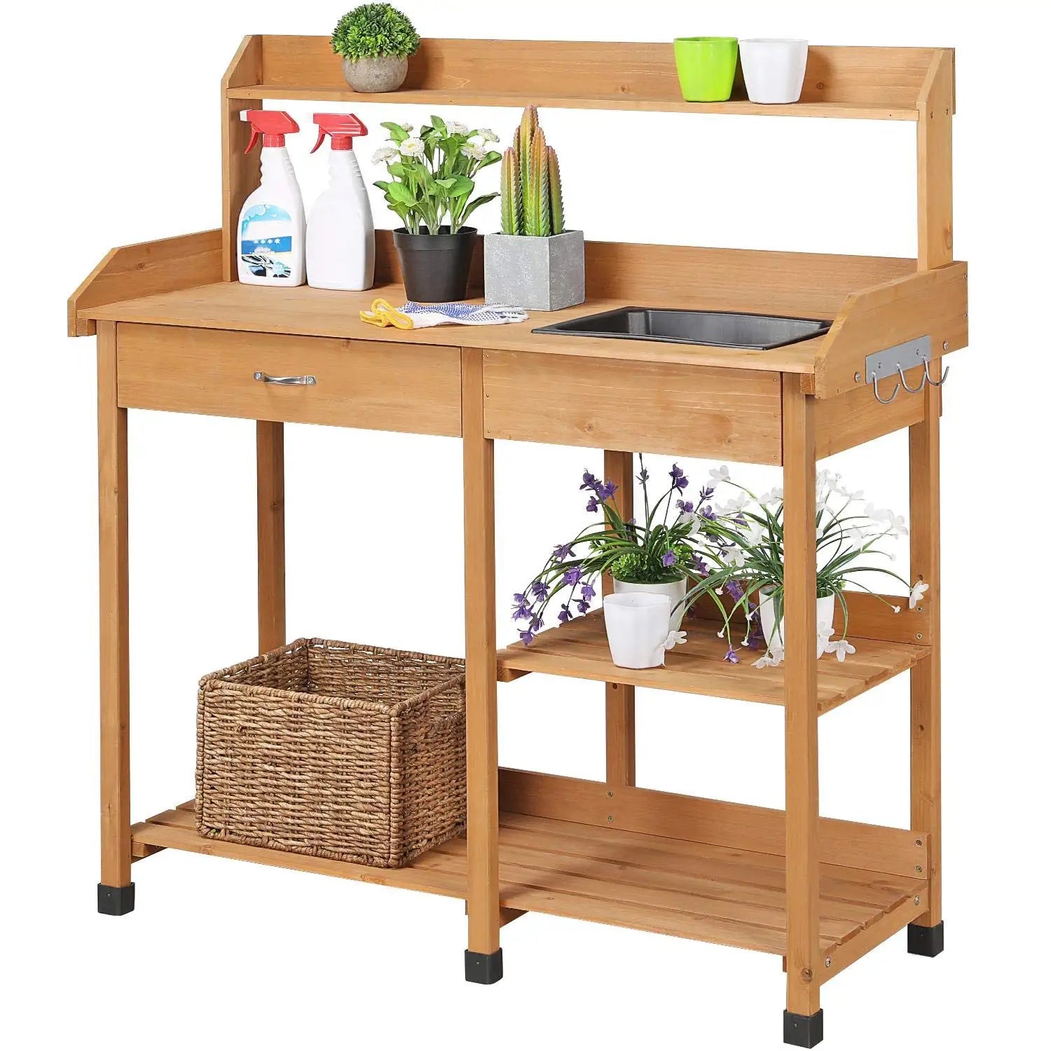 Outdoor Potting Table. Workstation for Planting, Pruning and transplanting. Bench Storage too. Multiple colors.
