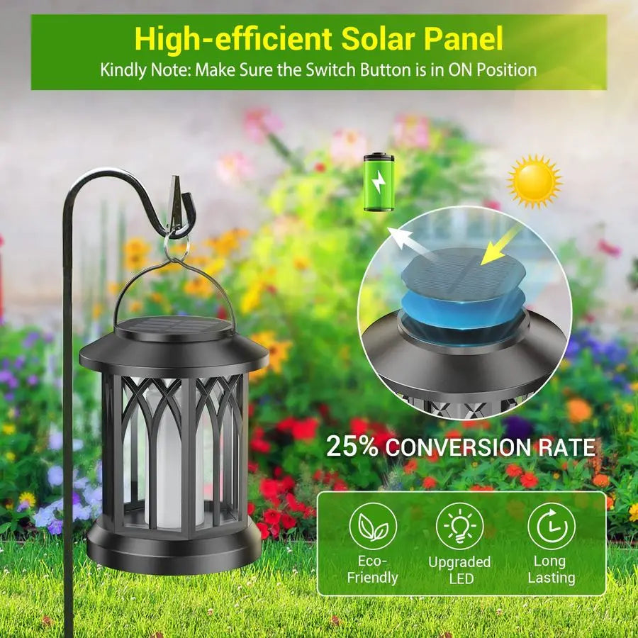 4 Pack Solar Lantern Outdoor Lights, Upgraded Flickering Flame Solar Lanterns . Makes any Yard  or Patio Cozy.
