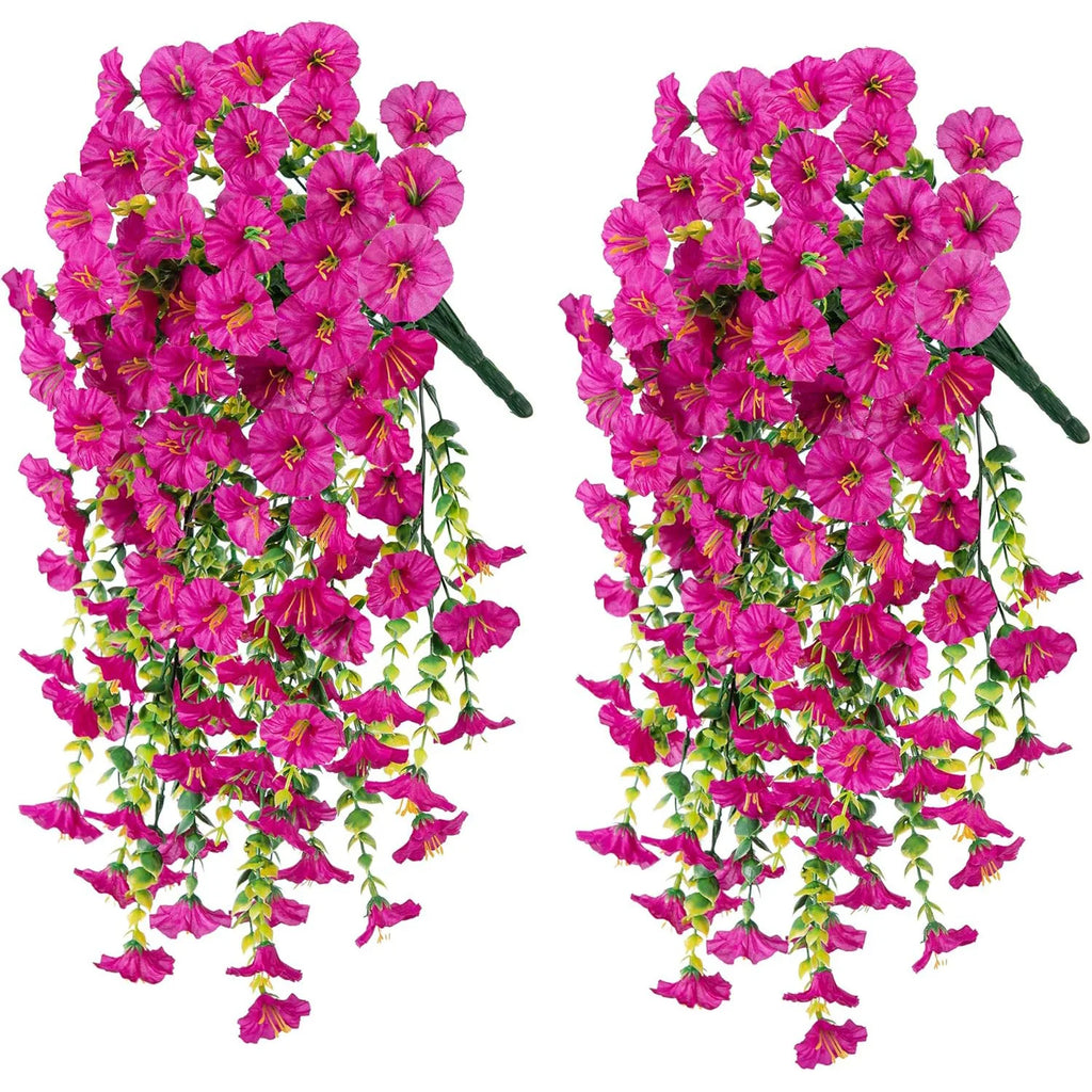 2pcs UV-Resistant Artificial Morning Glory & Eucalyptus Hanging Decor - Perfect for Home, Garden, Weddings | Versatile Outdoor use. Used these Last Season and No One Could Tell They were Not Real! Love These!