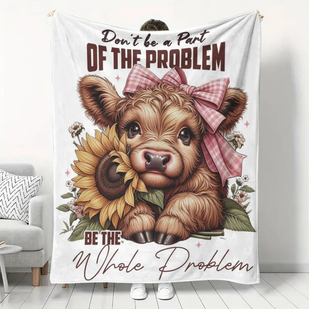 Cozy Highland Cow Print Flannel Blanket.  Multiple sizes to choose from. Functional and Fabulous!