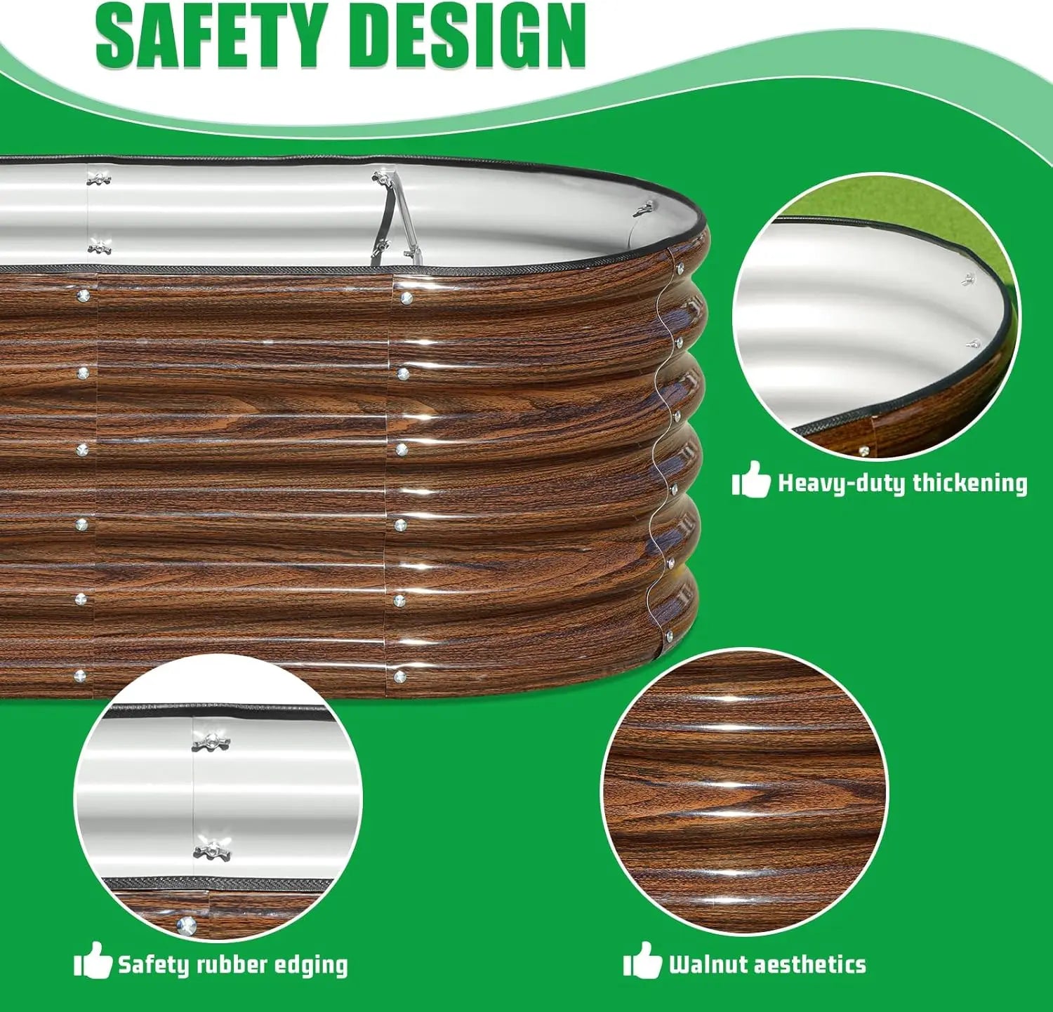 3-Piece Oval Raised Garden Bed Kit, 17" Tall Galvanized Metal Planter Box for Vegetables, Fruits, and Flowers.  Easily Maintained. Show Stoppers!