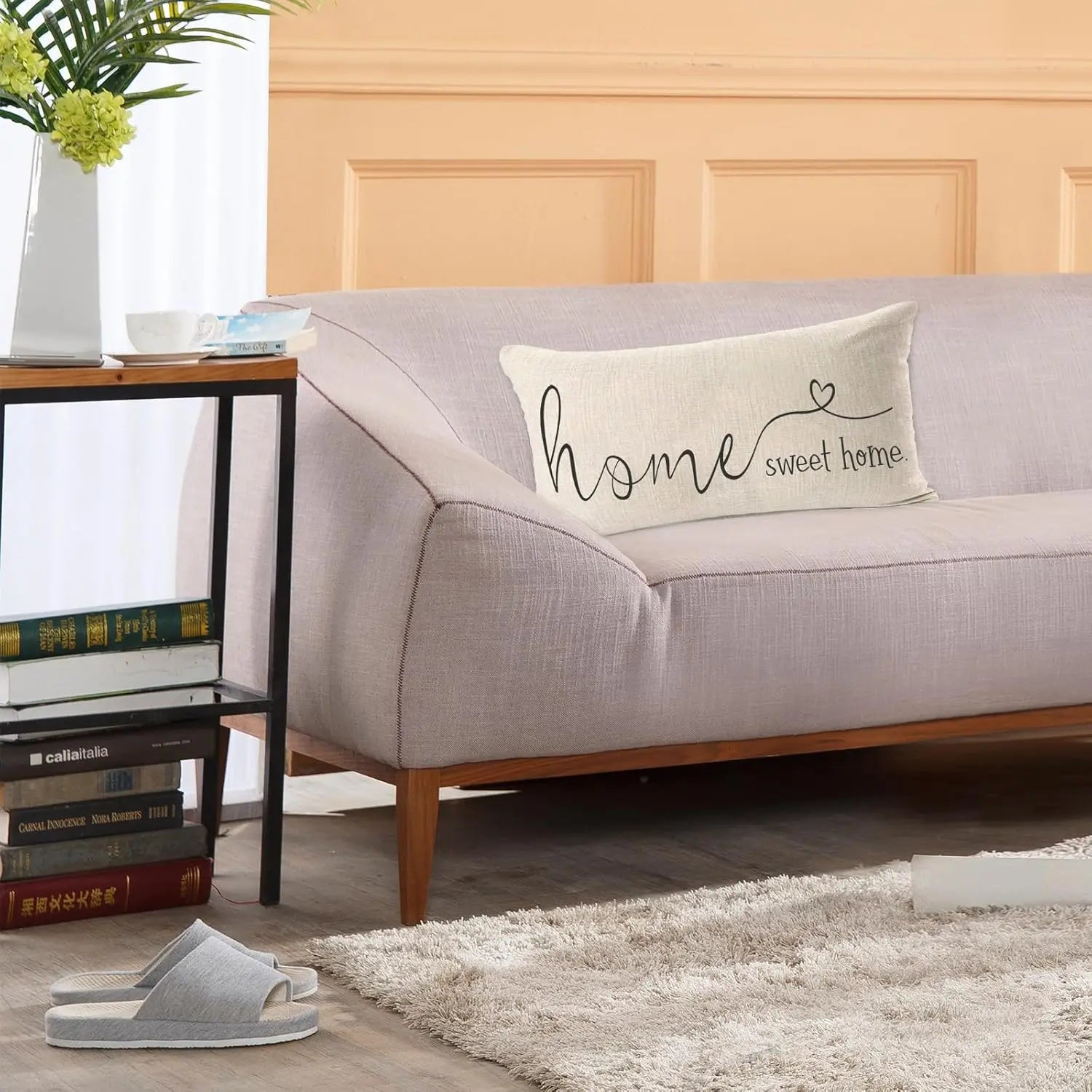 Farmhouse Linen Pillow Covers 12x20 Inch, Decorative Throw Cushion Case for Home Decor