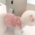 Spring/summer new pet dog dress pink plaid and lace. Suitable for both dogs and cats and will definitely place them on Any Best Dressed List. Multiple Sizes.