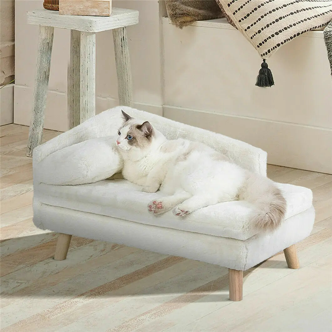 Elevated Pet Bed  L Shape Plush Couch with Soft Cushion. Your Fur Baby can lounge in the Lap of Luxury. Love This!