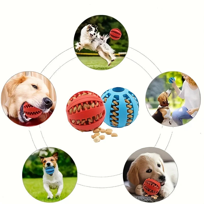 Interactive Dog Chew Toys Treat Dispenser Dental Cleaning Balls Durable Puppy Teething Toys for All Breeds Aggressive Chewers