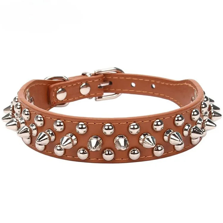 Adjustable Leather Pet Dog Collar.  Leather Punk Rivet Spiked Dog or Cat Collar . Multiple colors and sizes XS to XL. Your Fur Baby Will be Walking in Style with this Collar!