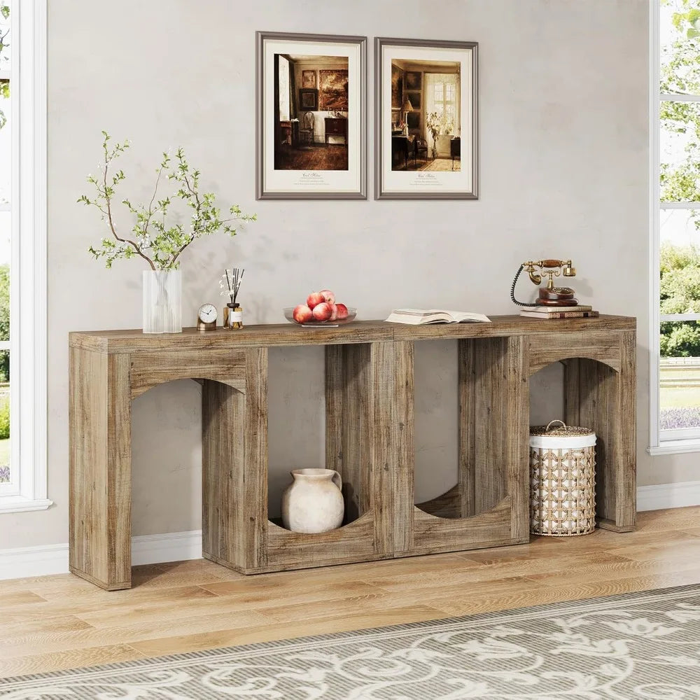 70.9" Modern Farmhouse Console Table, Accent Sofa Table with Arched Design, Modular Entryway Table. Very Unique.