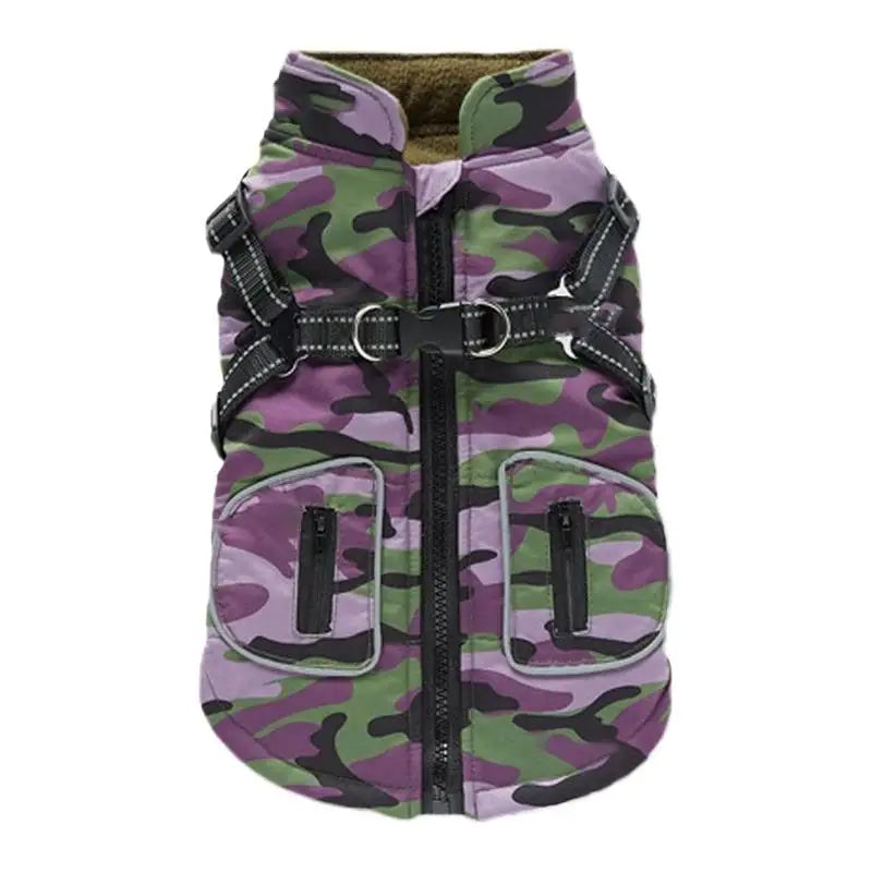 Pet Dog Coat With Reflective Harness Warm, Waterproof Coat for Fur babies of all sizes. 2 color choices.