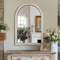 Farmhouse Style Wall Mirror with Beaded Wooden Frame, Perfect Addition to Any Room!