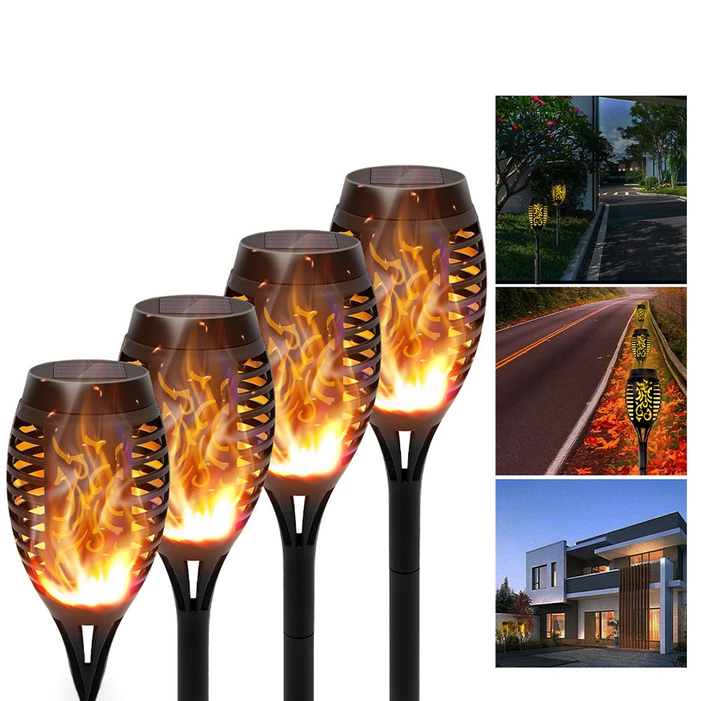 4/6/8/12Pcs Solar Flame Torch Light LED Flickering Outdoor Decoration Powered For Lawn Path Yard Patio Floor Night Lamp