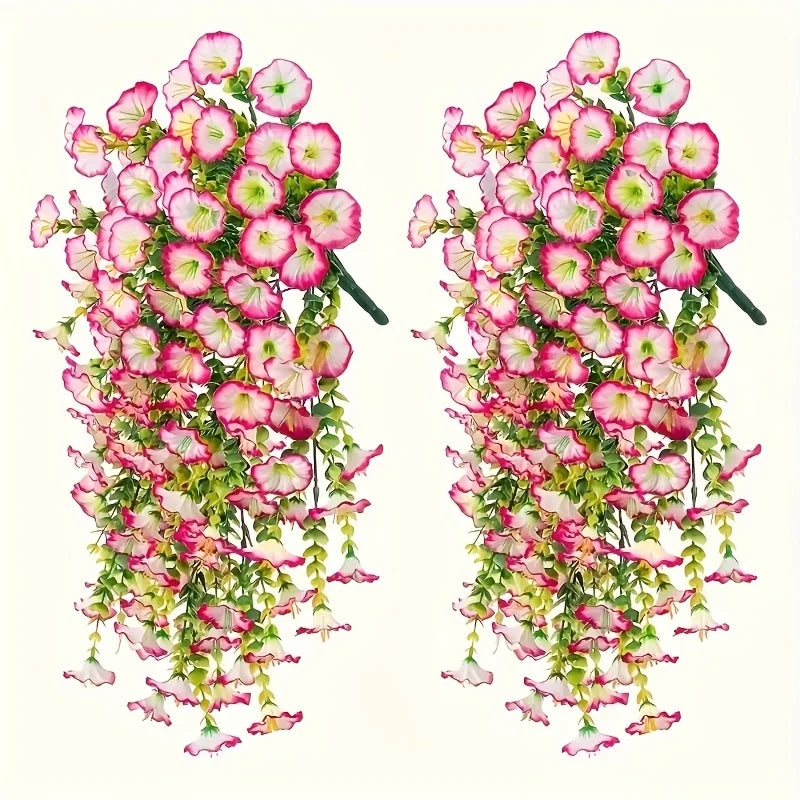 2pcs UV-Resistant Artificial Morning Glory & Eucalyptus Hanging Decor - Perfect for Home, Garden, Weddings | Versatile Outdoor use. Used these Last Season and No One Could Tell They were Not Real! Love These!