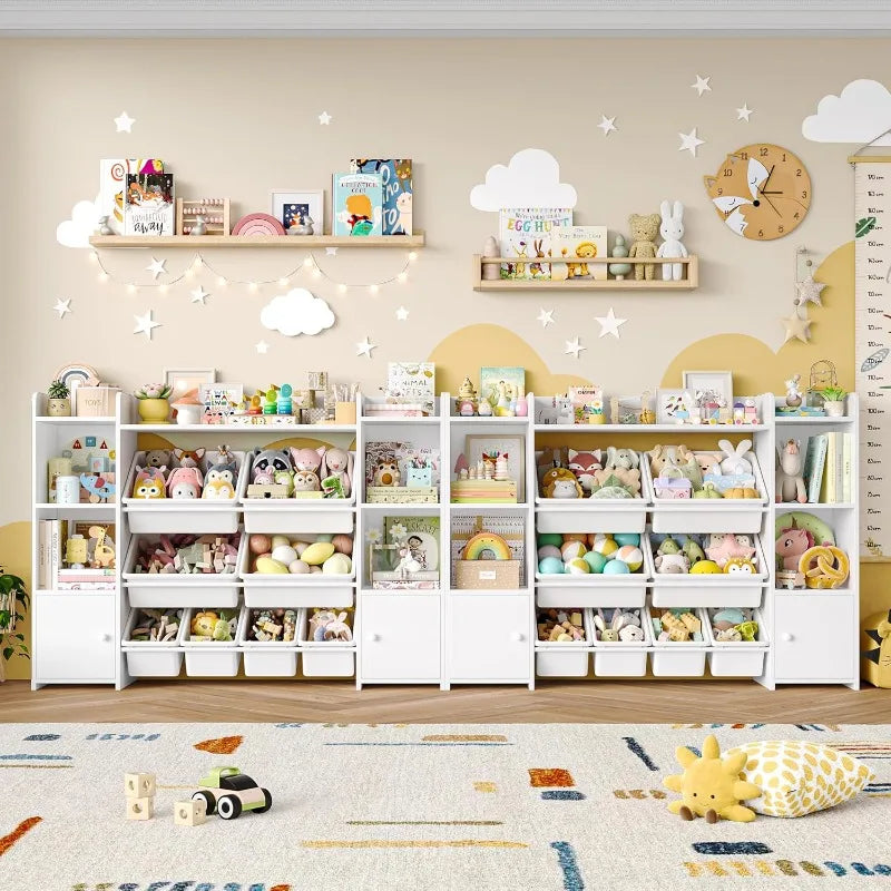 55'' Large Toy Storage Organizer with 8 Toy Bins and Bookshelves on Either Side.  Could also be used as a Craft supply Organizer