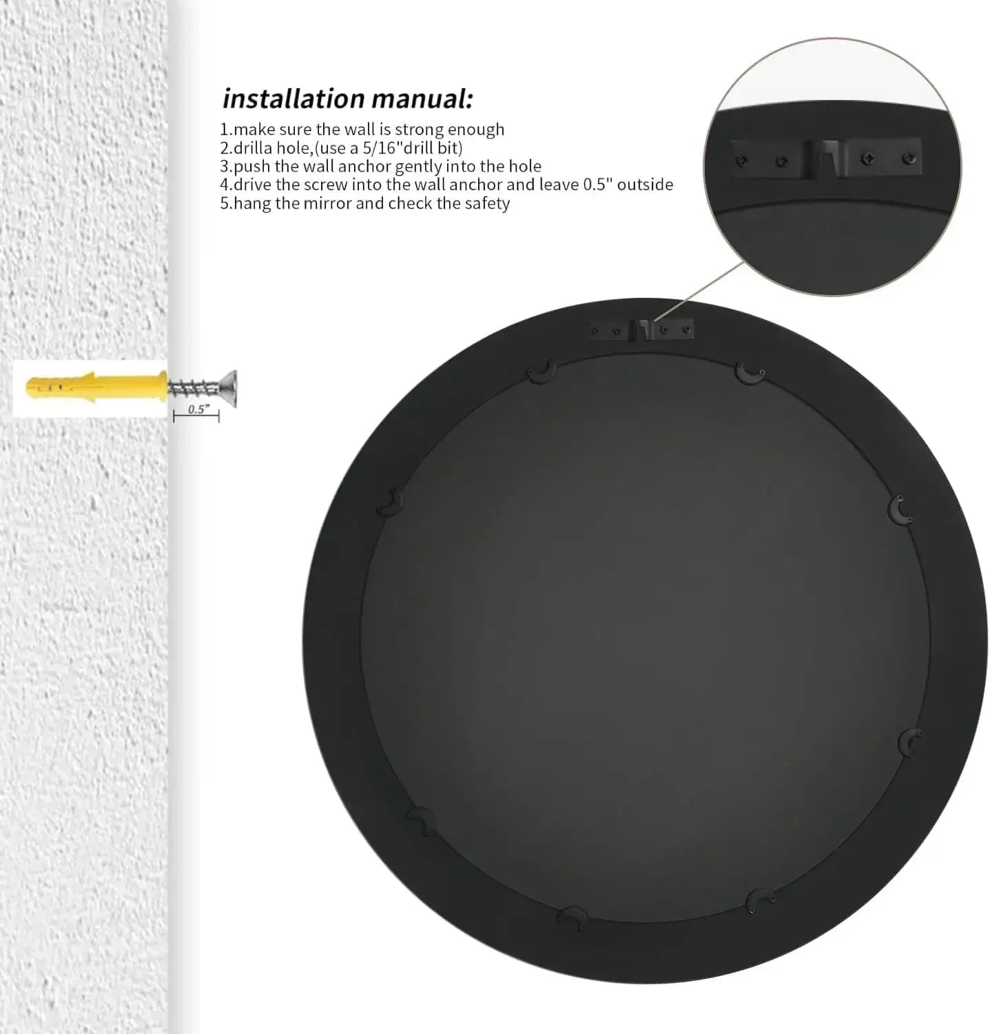 BESTSELLER !! Rustic Round Wood 36 Inch Farmhouse Mirror, Wall Mount, Framed, White, Flower Imprinted Frame. Beautiful Piece.