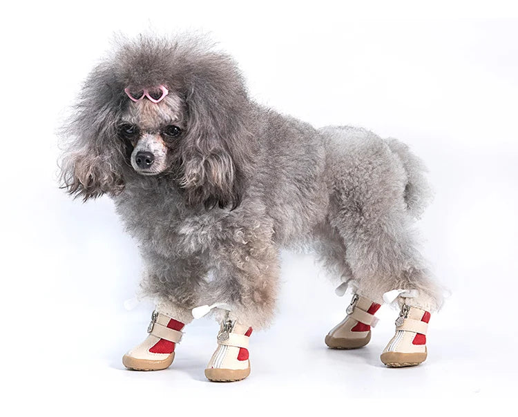 4pcs/set Fleece lined boots for Dogs.  Thick non-slip soles to protect their Paws.  They are just too cute!!