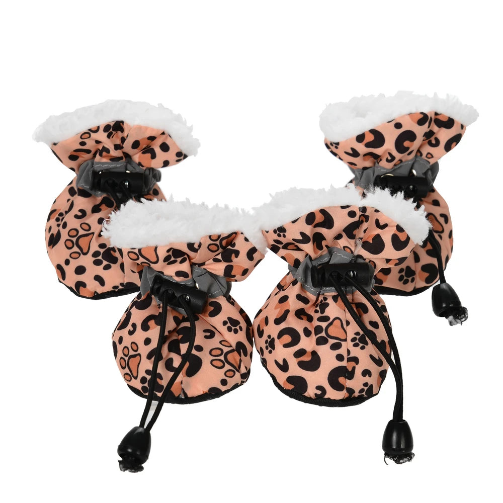 4pcs Warm Fleece Pet Dog Shoes Waterproof Rain Snow Boots Anti-slip Footwear. Look how Cute that Fur Baby looks in those SHOES!!!